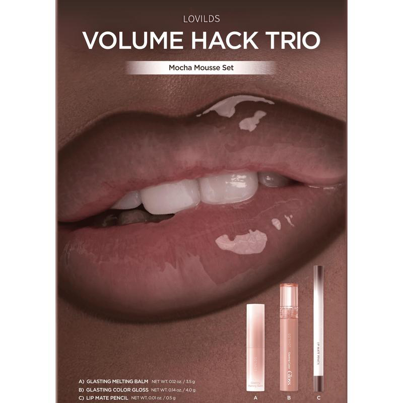 LIP VOLUME HACK TRIO (3 Shades, Lip Mate Pencil & Melting Balm & Color Gloss)